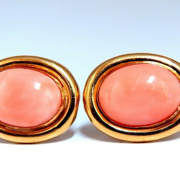 19mm Natural Coral Clip Earrings 14kt